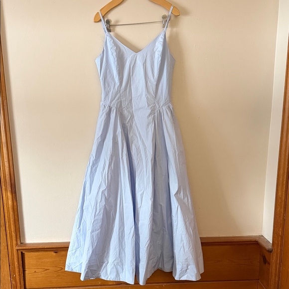 Babaton Technique Poplin Dress in Villa Blue Size 6 - Picture 2 of 9